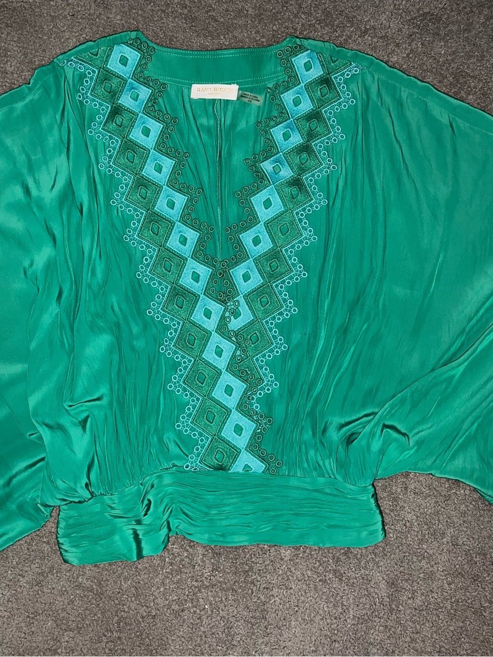Ramy Brook Kynlee Embellished Blouse Color Sea Green Size M - Picture 4 of 11